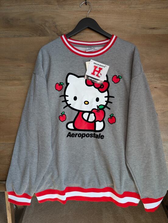 Aéropostale Tops - Aeropostale Sweatshirt Womens Large Gray Hello Kitty Graphic Print Crew Neck NWT